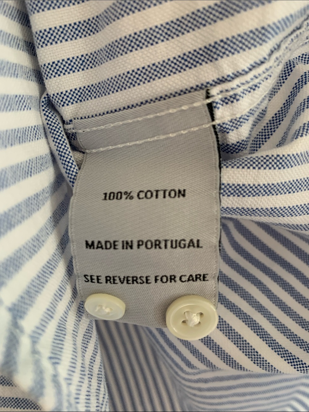 Portuguese Flannel Dogs Oxford Shirt Blue Stripe Size Small Embroidered Novelty - Picture 9 of 10